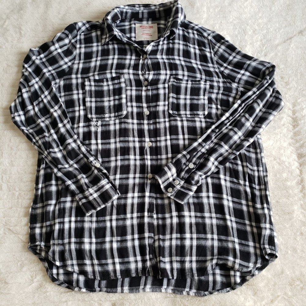 Mossimo Black and White Oversized Plaid Flannel